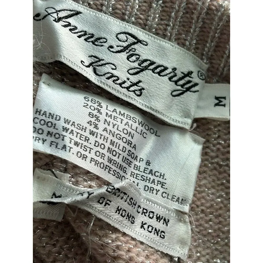 ANNE FOGARTY Vintage 1970s Metallic Knit Sweater Maxi Dress and Cardigan Set MED